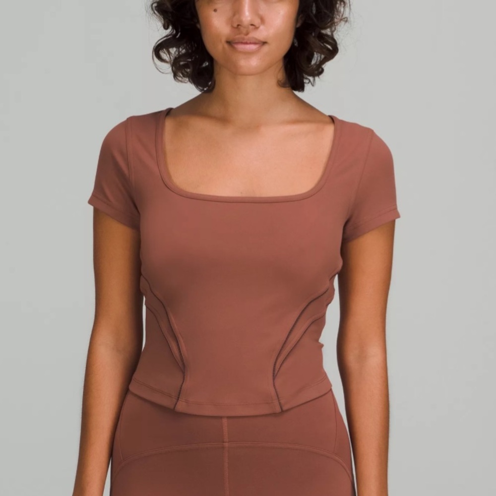 Lululemon SQUARE NECK MESH AND NULU YOGA T-SHIRT
